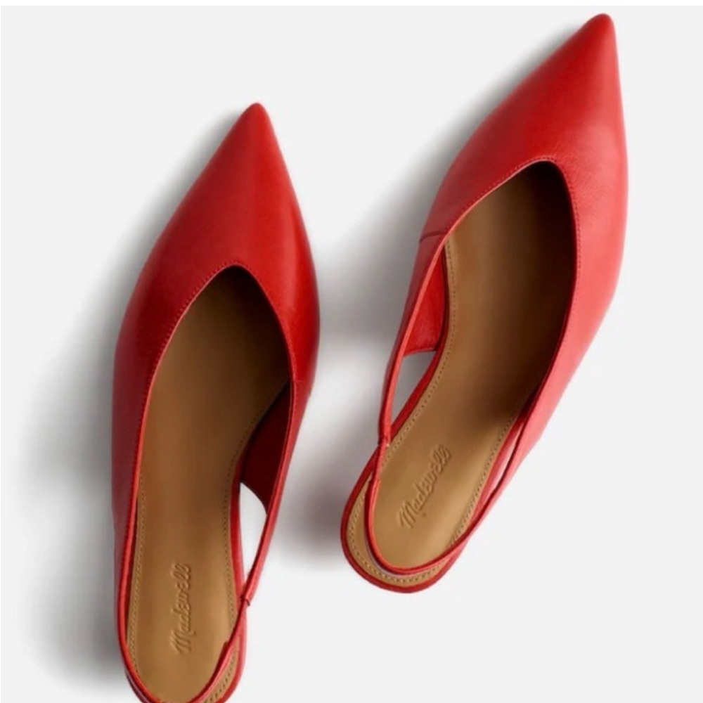 Madewell Red Leather Slingback Pump